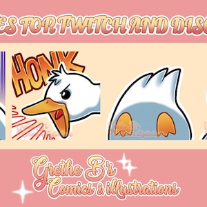 Goose White duck Twitch & Discord Streamer vtuber gamer Emote pack (4 Emotes) | Digital Download