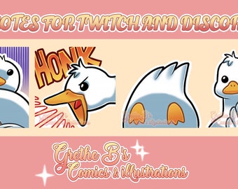 Goose White duck Twitch & Discord Streamer vtuber gamer Emote pack (4 Emotes) | Digital Download