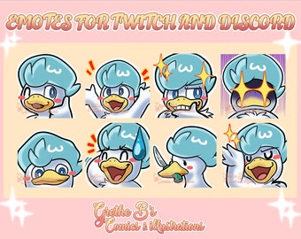 Quaxkly Twitch & Discord Emote pack (8 Emotes), Streamer emotes, anime video game characters | Digital Download