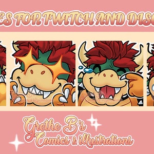 Bowser ver.4 Twitch & Discord Emote pack (4 Emotes), Streamer emotes, anime video game characters | Digital Download