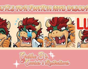 Bowser ver.2 Twitch & Discord Streamer vtuber gamer Emote pack (4 Emotes) | Digital Download