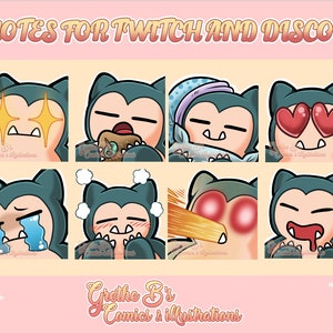 Snorlax Twitch & Discord Emote pack (8 Emotes), Streamer emotes, anime video game characters | Digital Download