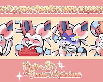 Sylveon Twitch & Discord Emote pack (4 Emotes), Streamer emotes, anime video game characters | Digital Download