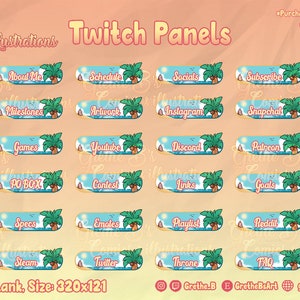 36x Beach vibes Twitch Panels , nature, cute, Twitch Overlay Panels, Twitch Panels, Custom Twitch Panels