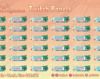 36x Beach vibes Twitch Panels , nature, cute, Twitch Overlay Panels, Twitch Panels, Custom Twitch Panels