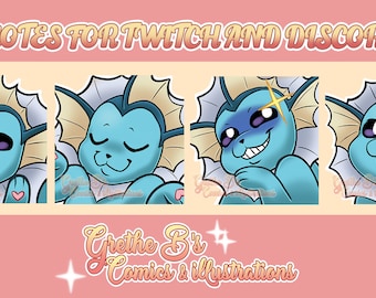 Vaporeon Twitch & Discord Emote pack (4 Emotes), Streamer emotes, anime video game characters | Digital Download