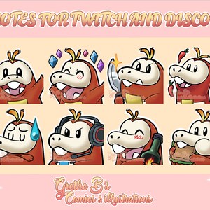 Fuecoco Twitch & Discord Emote pack (8 Emotes), Streamer emotes, anime video game characters | Digital Download