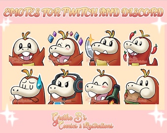 Fuecoco Twitch & Discord Emote pack (8 Emotes), Streamer emotes, anime video game characters | Digital Download