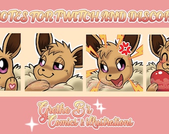 Eevee Twitch & Discord Emote pack (4 Emotes), Streamer emotes, anime video game characters | Digital Download