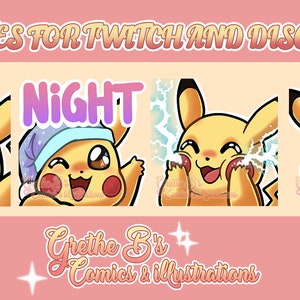 Pika Twitch & Discord Streamer vtuber gamer Emote pack (4 Emotes) | Digital Download