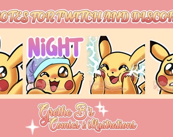 Pika Twitch & Discord Streamer vtuber gamer Emote pack (4 Emotes) | Digital Download