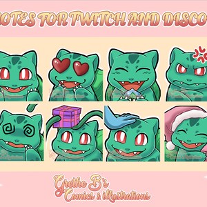 Bulbasaur Twitch & Discord Emote pack (8 Emotes), Streamer emotes, anime video game characters | Digital Download