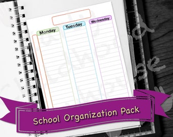 Paquete de organización digital, diez páginas, 30 pegatinas digitales, descarga digital, gráficos y gráficos, Tomar nota, Hacer calendarios y horarios