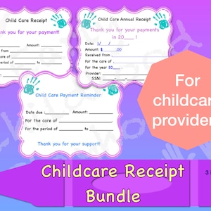 Receipts for Childcare Digital and Printable