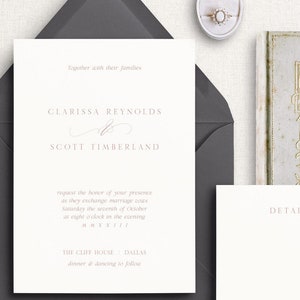 Classic Calligraphy Wedding Invitation | Elegant Custom Invite | Clarissa Suite