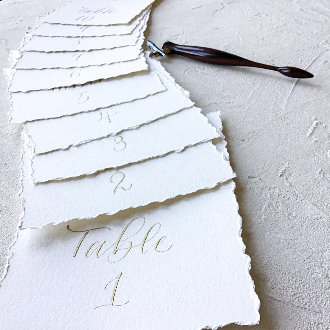 Table Number Folded Cards for Wedding Hand Torn Deckled Etsy