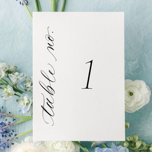 Elegant and Modern Table Number Cards for Wedding with Calligraphy | Printed and Ready to Display | Traditional Table Seating Cards