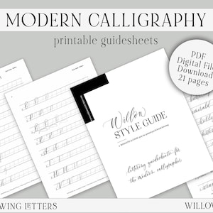 Modern Calligraphy Practice Pages | Digital Calligraphy Guide Sheet | Brush Lettering | Printable Practice Workbook | Alphabet Guide |