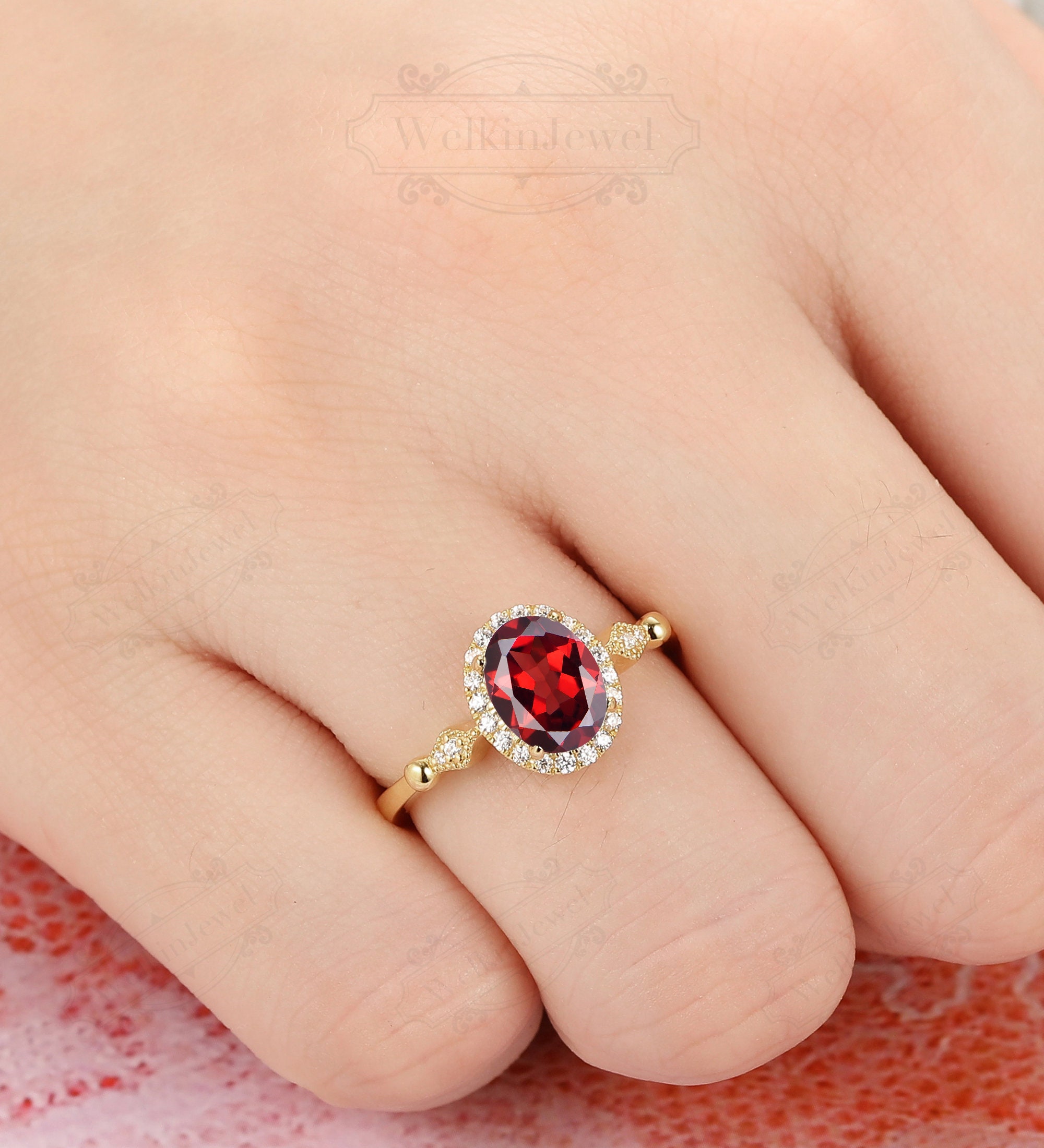 Halo Promise Ring 1.5ct Oval Shape Red Engagement Etsy