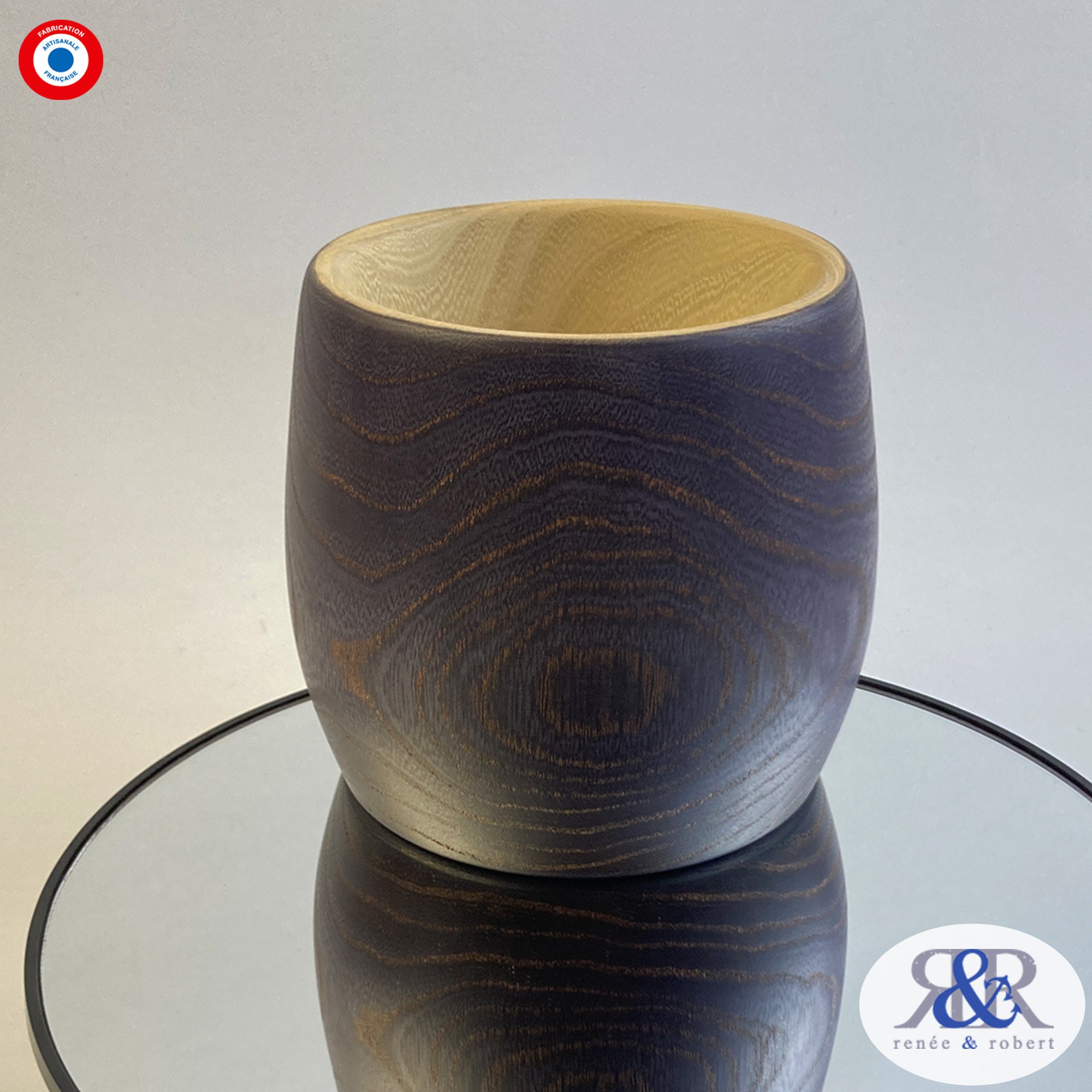 Vase en Bois Teinté et Ciré - Création Artisanale Française Pièce Unique