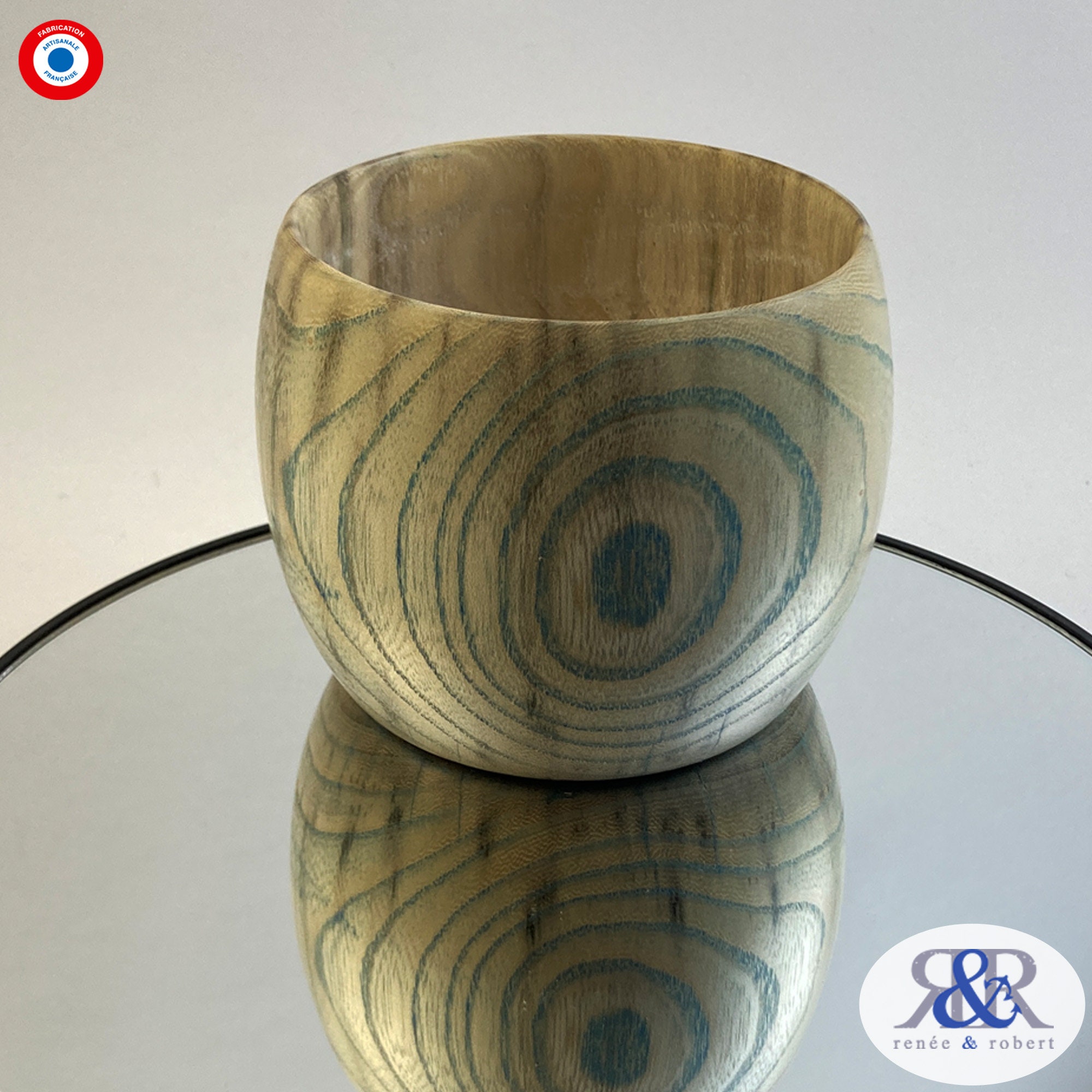 Vase en Bois Teinté et Ciré - Création Artisanale Française Pièce Unique