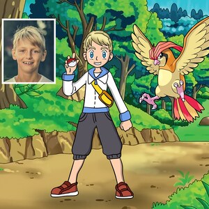 Portrait personnalisé de personnage d'anime Pokémon à partir de photos (TÉLÉCHARGEMENT NUMÉRIQUE)