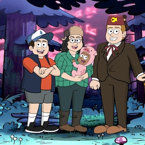 Retrato personalizado al estilo de Gravity Falls, regalo familiar (descarga digital)