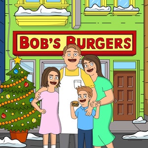 VERKAUF! Personalisiertes Burgers Benutzerdefiniertes Porträt - Bobs Burg Geschenke - Paar Kunst Poster - Muttertagsgeschenk für Väter lustiger Cartoon BOB