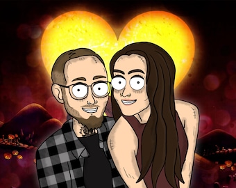 Tim Burton Inspired Nightmare Portrait: Custom Digital Art (24x18 inch, JPG File)