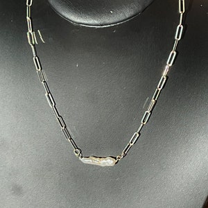 Biwa Pearl Paperclip Necklace