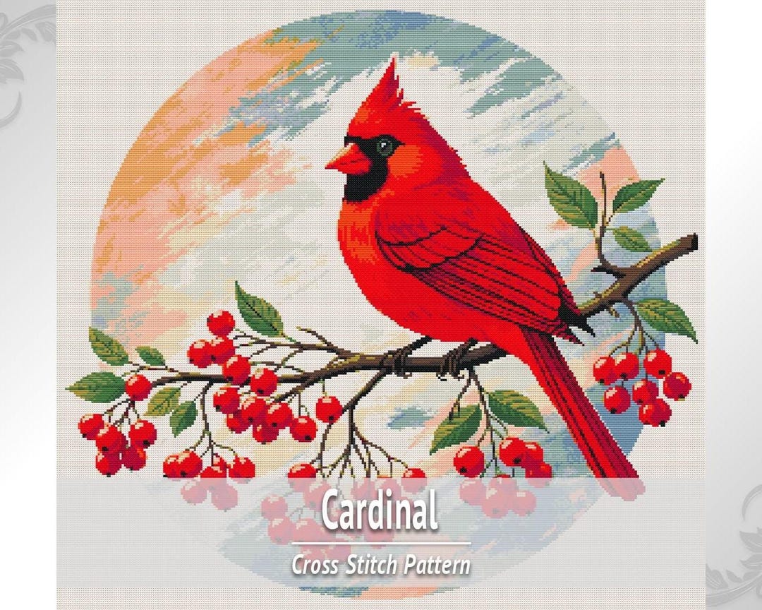 Cardinal Cross Stitch Pattern, Bird Embroidery Design - Etsy