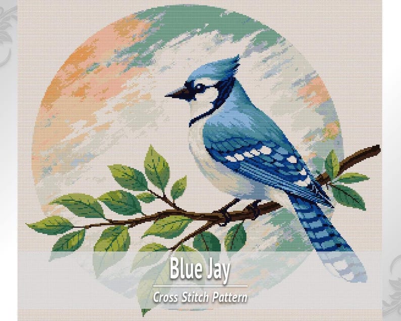 Blue Jay Cross Stitch Pattern, Bird Embroidery Design, Woodland Nature ...