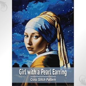 Vermeer Girl with a Pearl Earring Cross Stitch Pattern PDF