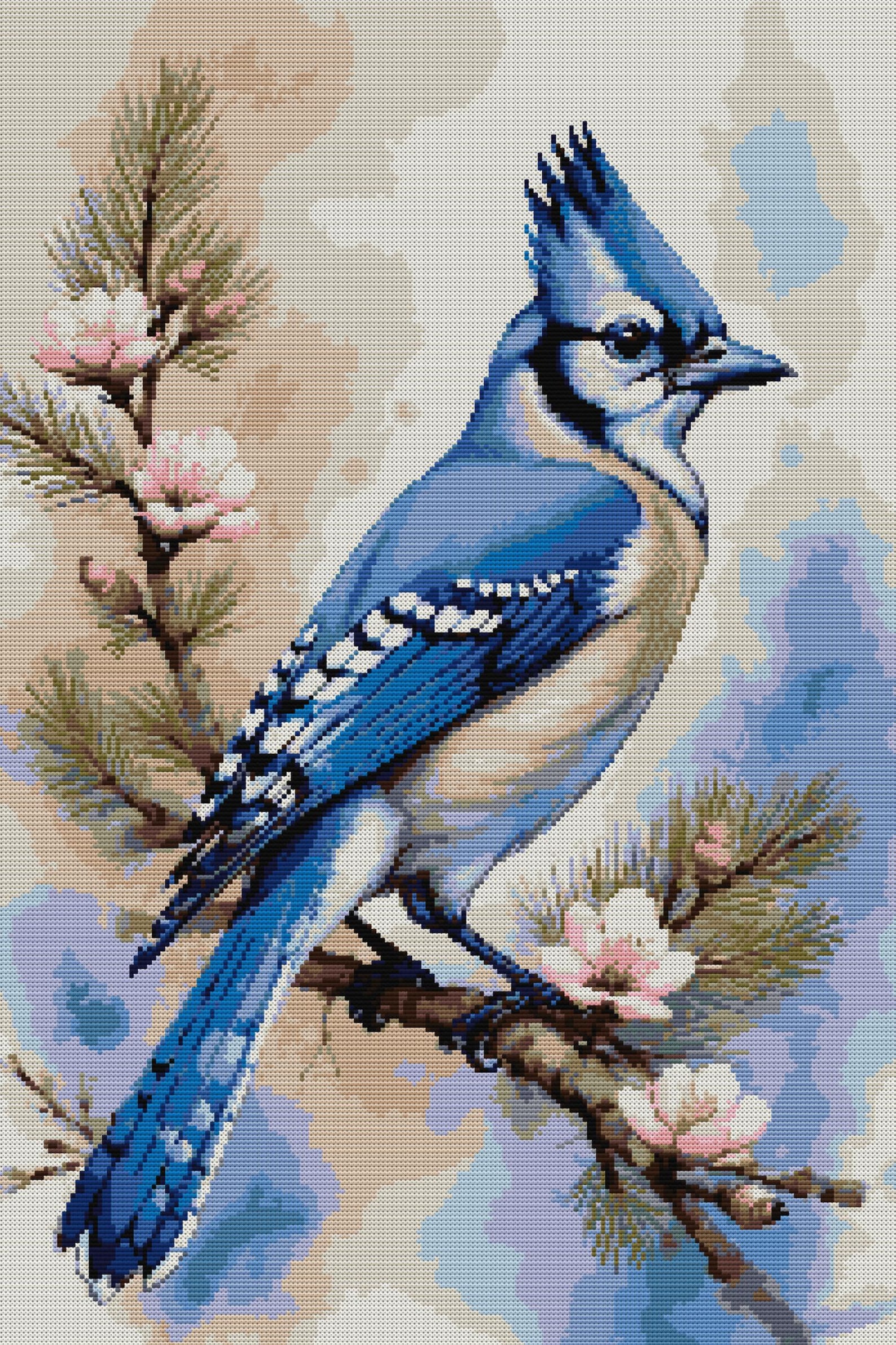 Blue Jay Fly Pattern Blue Jay Cross Stitch Pattern PDF, Bird Embroidery Design, Nature ...