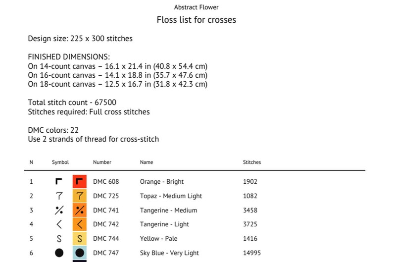 Abstract Floral Cross Stitch Pattern PDF, Modern Flower Embroidery ...