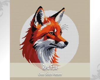Fuchs-Kreuzstichmuster, Zählvorlage für Waldtiere (PDF), rustikaler Naturstil