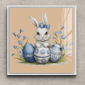 Easter Bunny Cross Stitch Pattern PDF, Cute Rabbit Embroidery Design, Digital Pattern, DIY Home Decor, Compatible with Pattern Keeper