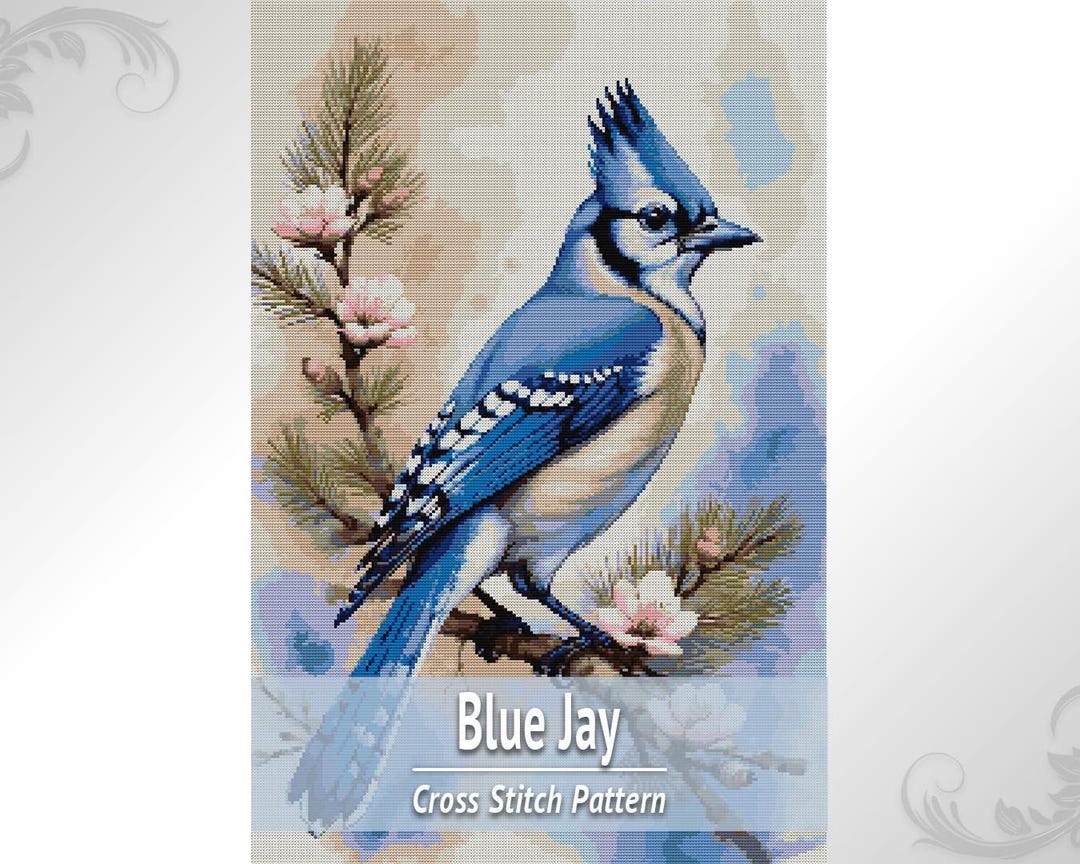 Blue Jay Cross Stitch Pattern PDF, Bird Embroidery Design, Nature ...