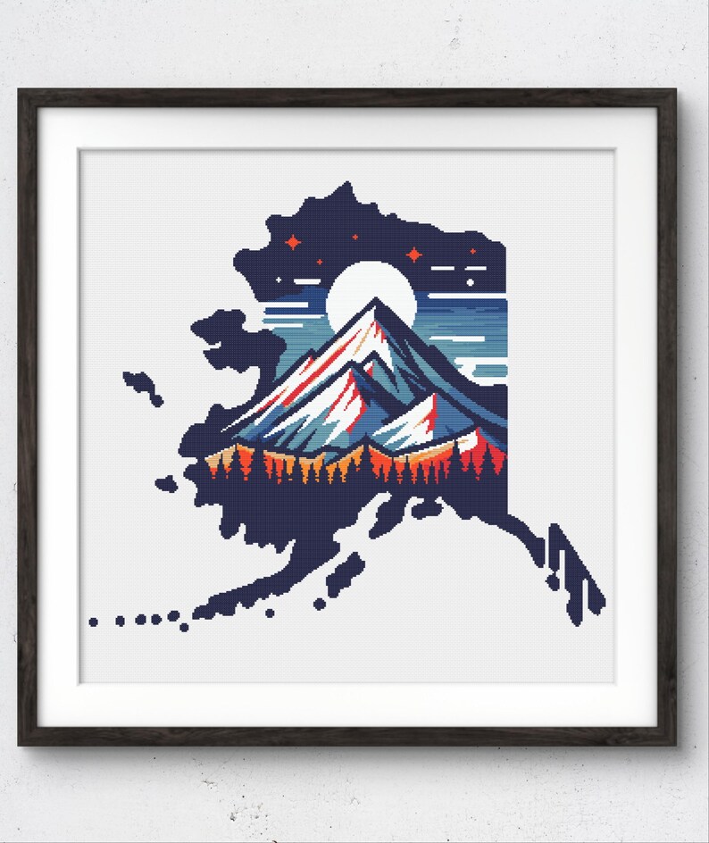 Alaska Map Cross Stitch Pattern PDF, Vintage State Embroidery Design - Etsy