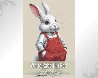 Kreuzstichmuster Weißes Kaninchen, Osterhasen-Vorlage (PDF)