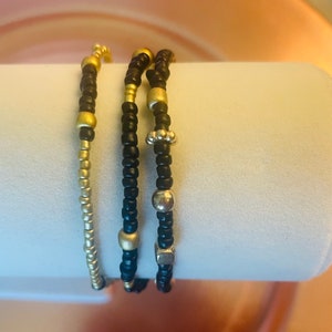 Schwarz und gold perlen armband set
