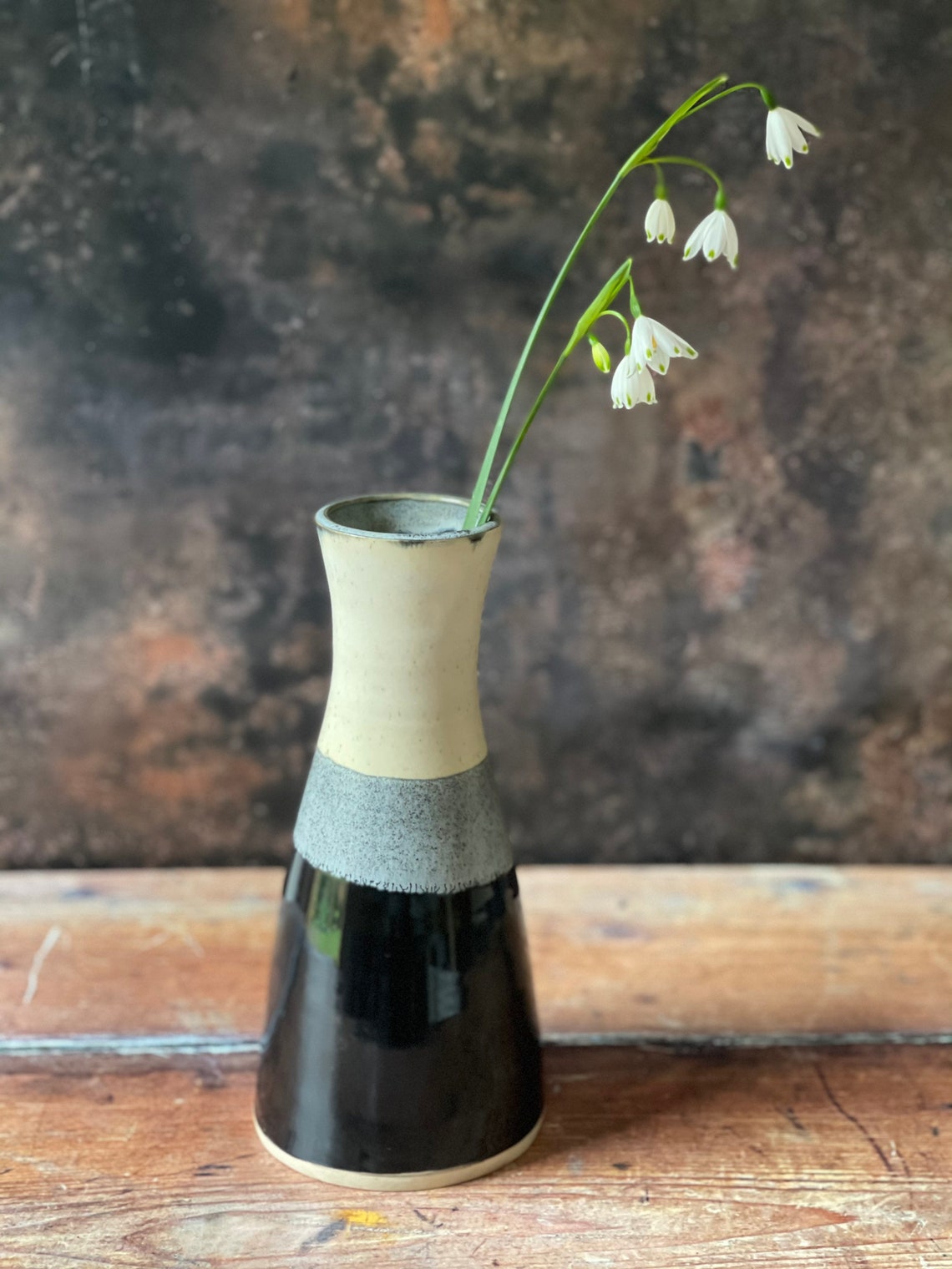 Handmade black and white ceramic vase Etsy