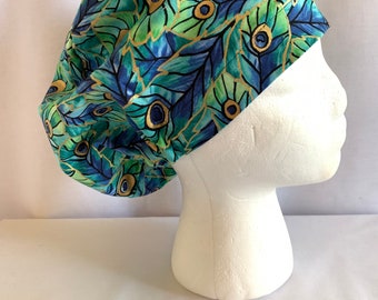 feathers scrub hat Peacock Euro Pixie