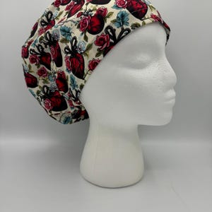 Anatomical Heart And Flowers Scrub Hat