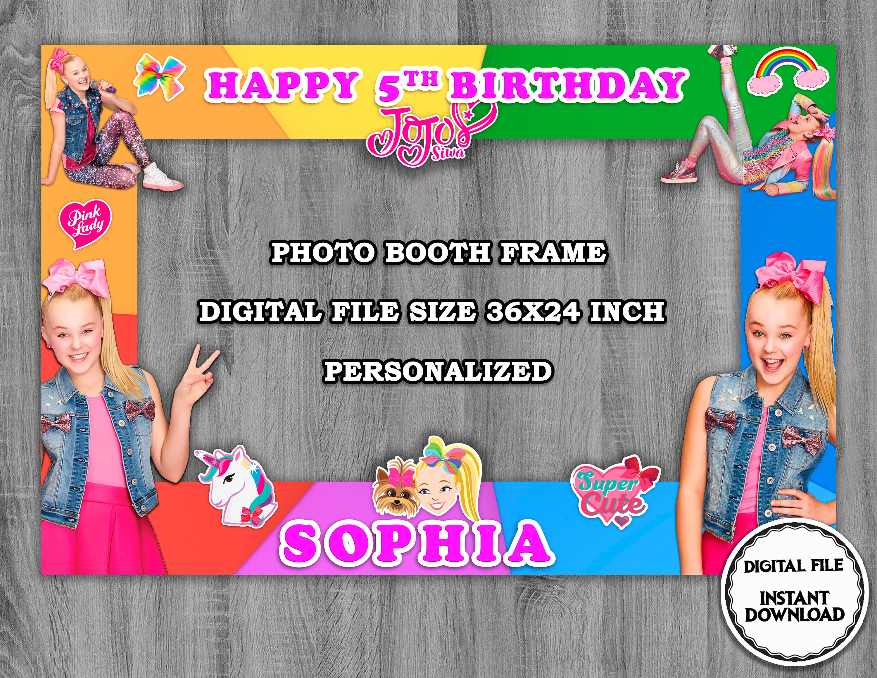 Jojo Siwa Photo Booth Frame Jojo Siwa Photobooth cumpleaños Etsy