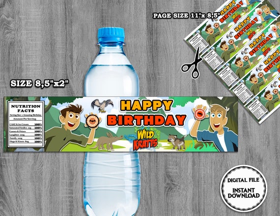 Wild Kratts Water Bottle Label Wild Kratts Birthday Wild | Etsy