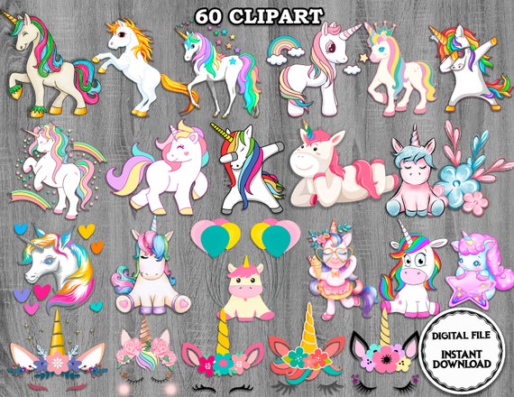 Unicorn Clipart Unicorn Clipart Rainbow Unicorn Png Unicorn Etsy