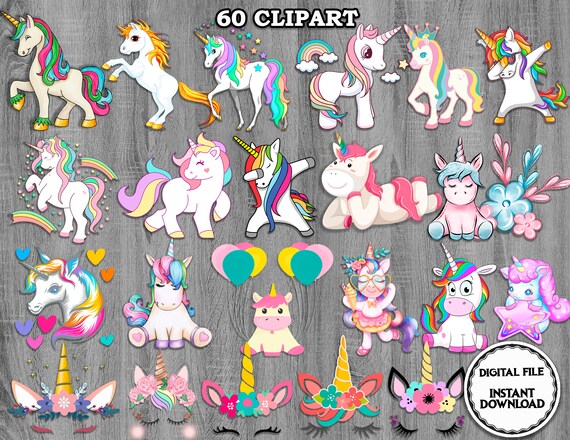 Unicorn Clipart Unicorn Clipart Rainbow Unicorn Png Unicorn Etsy