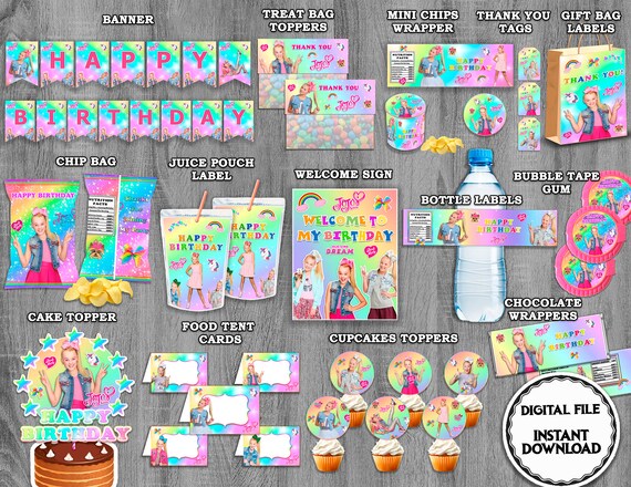 JoJo Siwa Birthday JoJo Siwa Birthday Party Bubble Tape Labels JoJo Siwa JoJo Siwa Birthday Party