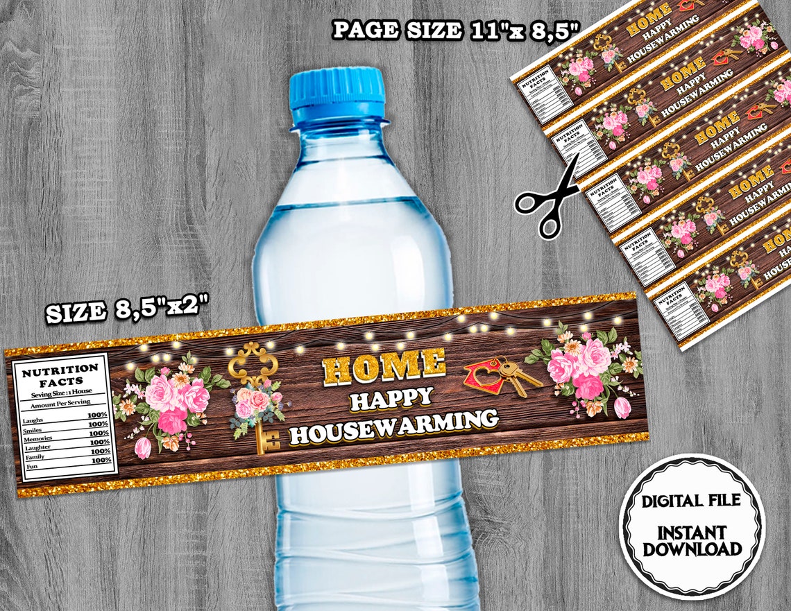 Home Sweet Water Bottle Labels New Home party Home Sweet | Etsy